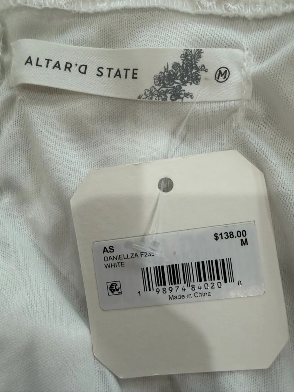 NWT Altar'd State White Eyelet Maxi Dress with Twist Front and Puff Sleeves - Picture 2 of 9